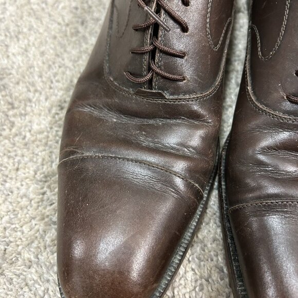 SALVATORE FERRAGAMO Dress Cap Toe Men's 8.5 D Brown Leather Oxford Made in ITALY - Picture 4 of 12